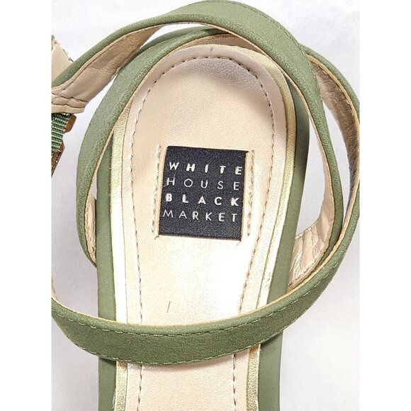 White House Black Market Women's Cork Wedge Sandal 7.5M Olive/ Military Green - Picture 3 of 9